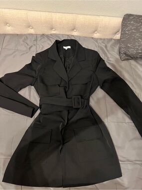 Black Mini Dress with Belted Waist - Women